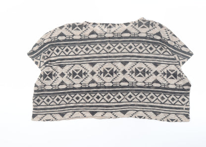 Forever 21 Women's Beige Geometric Pullover Jumper M