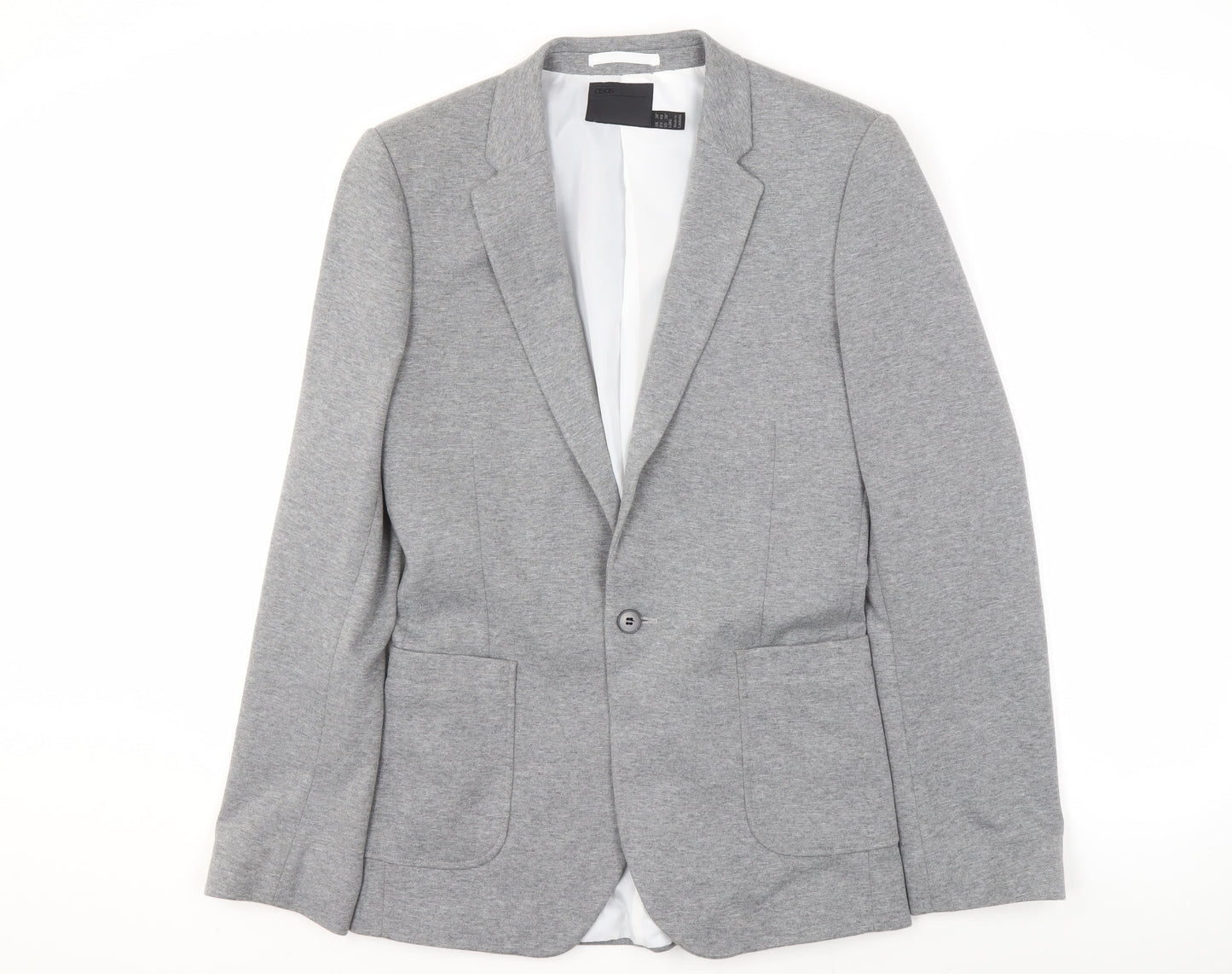 ASOS Grey Men’s Blazer, Single-Breasted, 38, Notch Lapel