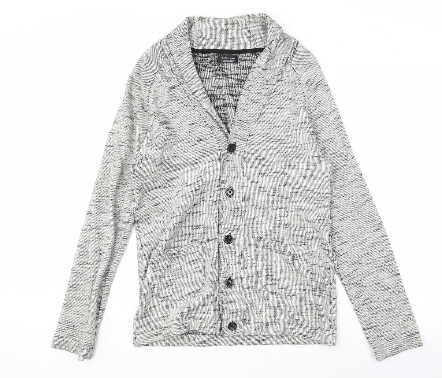 Zara Man Men's Grey V-Neck Cardigan Size L