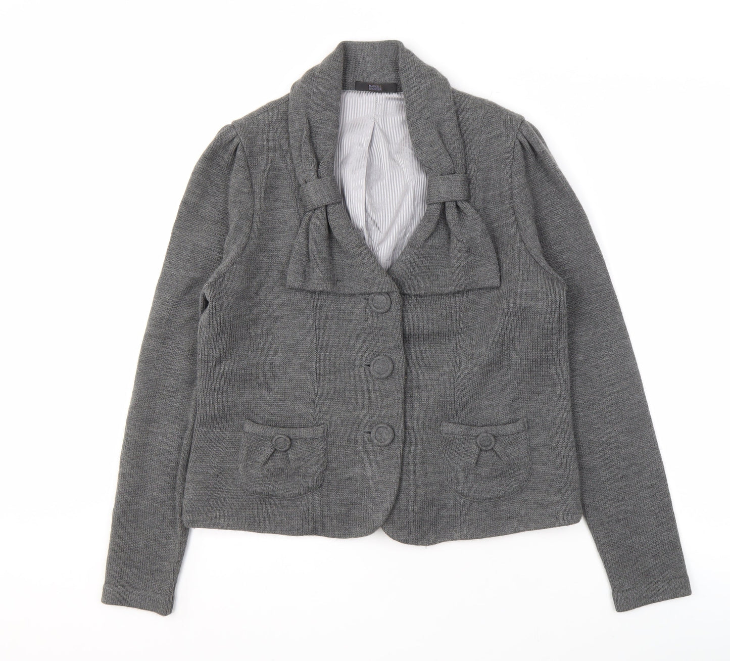 Womens UK Size 14 Marks and Spencer Grey Cardigan Jumper