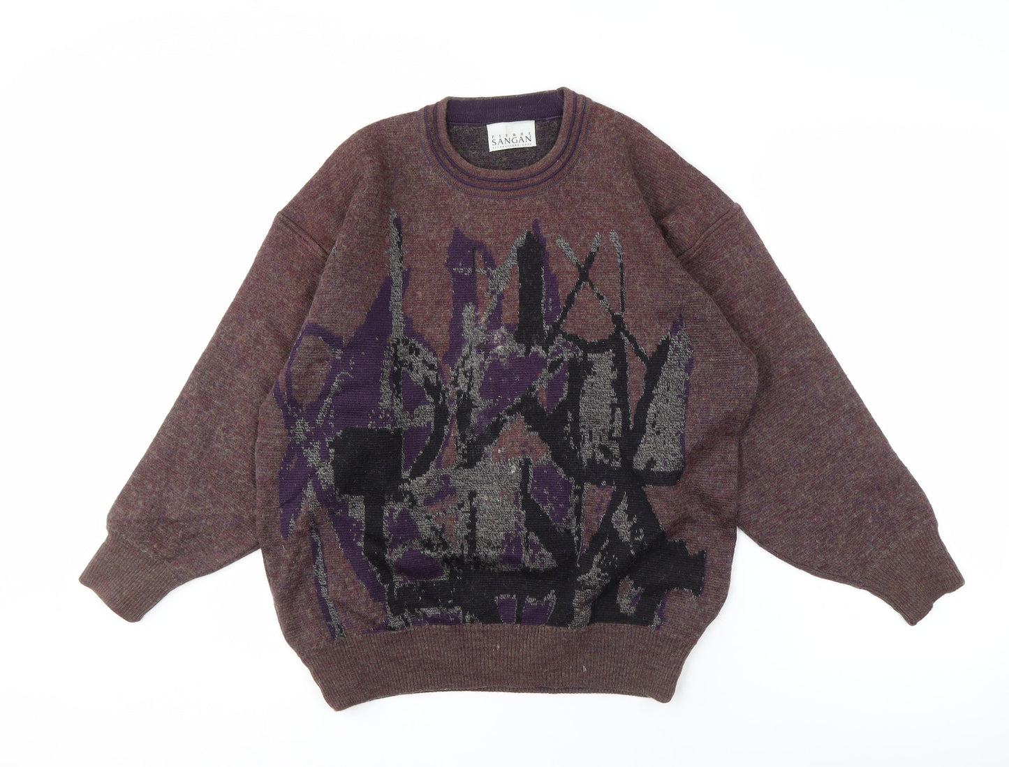 Pierre Sangan Men's M Multicoloured Geometric Pullover Jumper