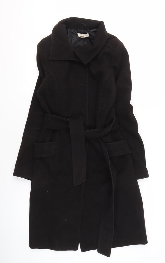 H&M Stylish Women's Black Mid-Length Coat, Size 8