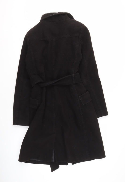 H&M Stylish Women's Black Mid-Length Coat, Size 8