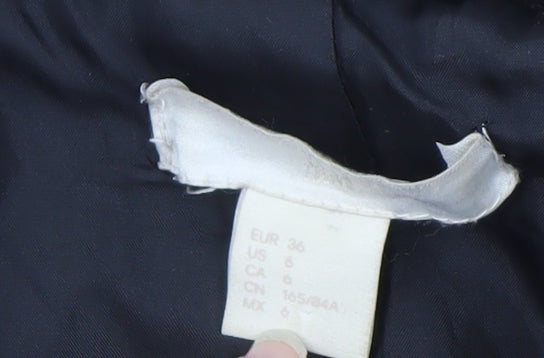 H&M Stylish Women's Black Mid-Length Coat, Size 8