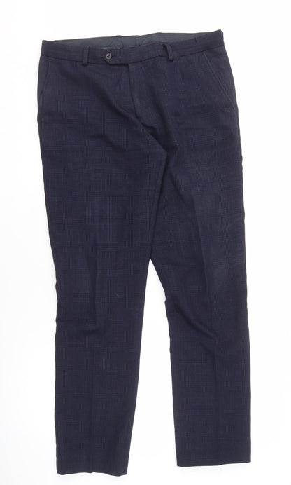 Next Men's Blue Polyester Trousers, Size 34