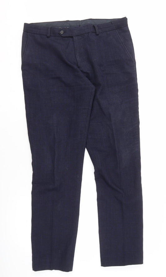 Next Men's Blue Polyester Trousers, Size 34