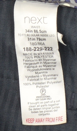 Next Men's Blue Polyester Trousers, Size 34