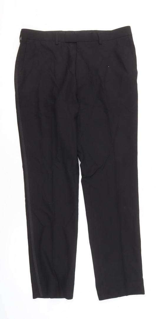 Next Men's Black Dress Pants, 34 Waist, 31 Leg, Regular Fit