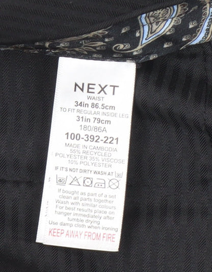 Next Men's Black Dress Pants, 34 Waist, 31 Leg, Regular Fit