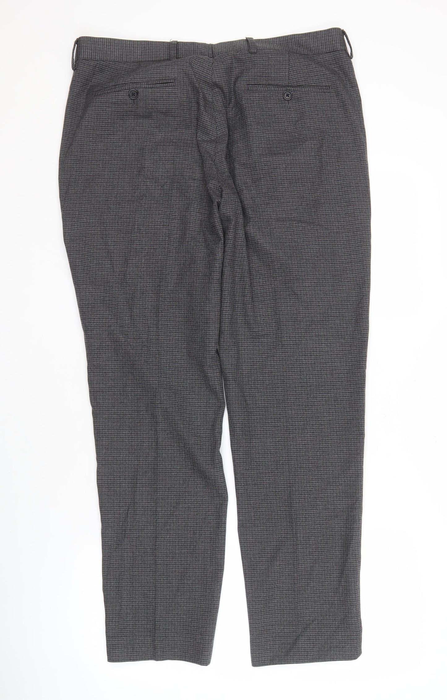 Marks and Spencer Men's Grey Check Trousers, 36 Regular