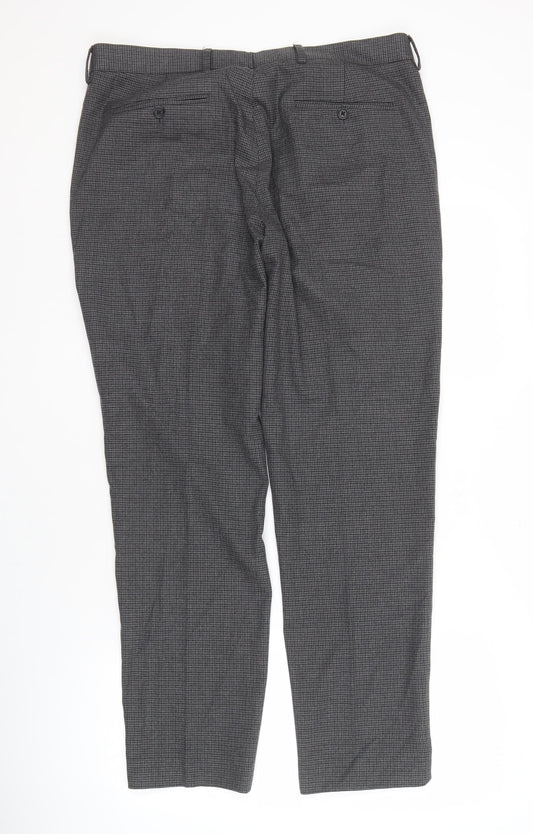 Marks and Spencer Men's Grey Check Trousers, 36 Regular