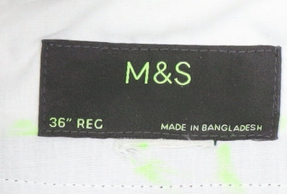 Marks and Spencer Men's Grey Check Trousers, 36 Regular