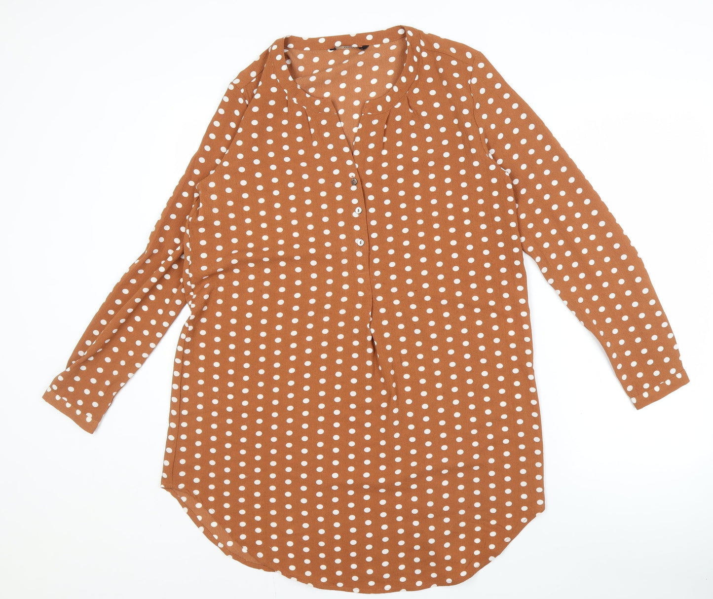 Womens UK Size 10 Only Brown Tunic Button-Up