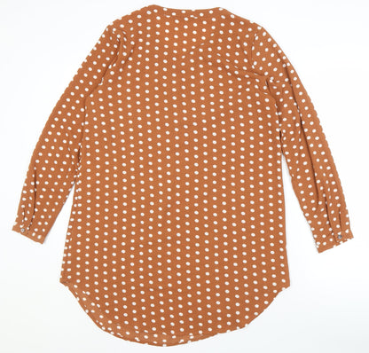 Womens UK Size 10 Only Brown Tunic Button-Up