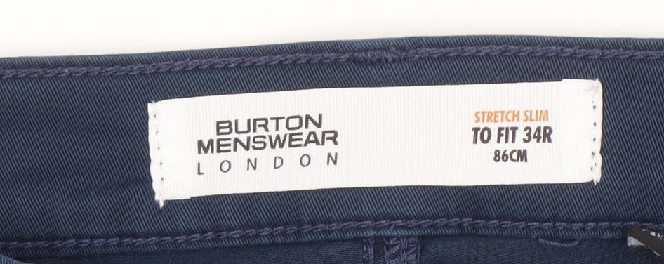 Burton Menswear London Blue Slim Fit Trousers 34