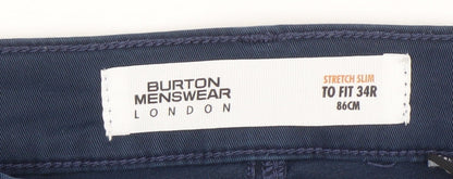 Burton Menswear London Blue Slim Fit Trousers 34