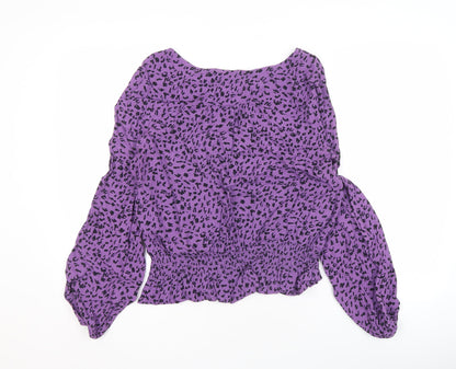 Marks and Spencer Women's Purple Animal Print Blouse, Size 14