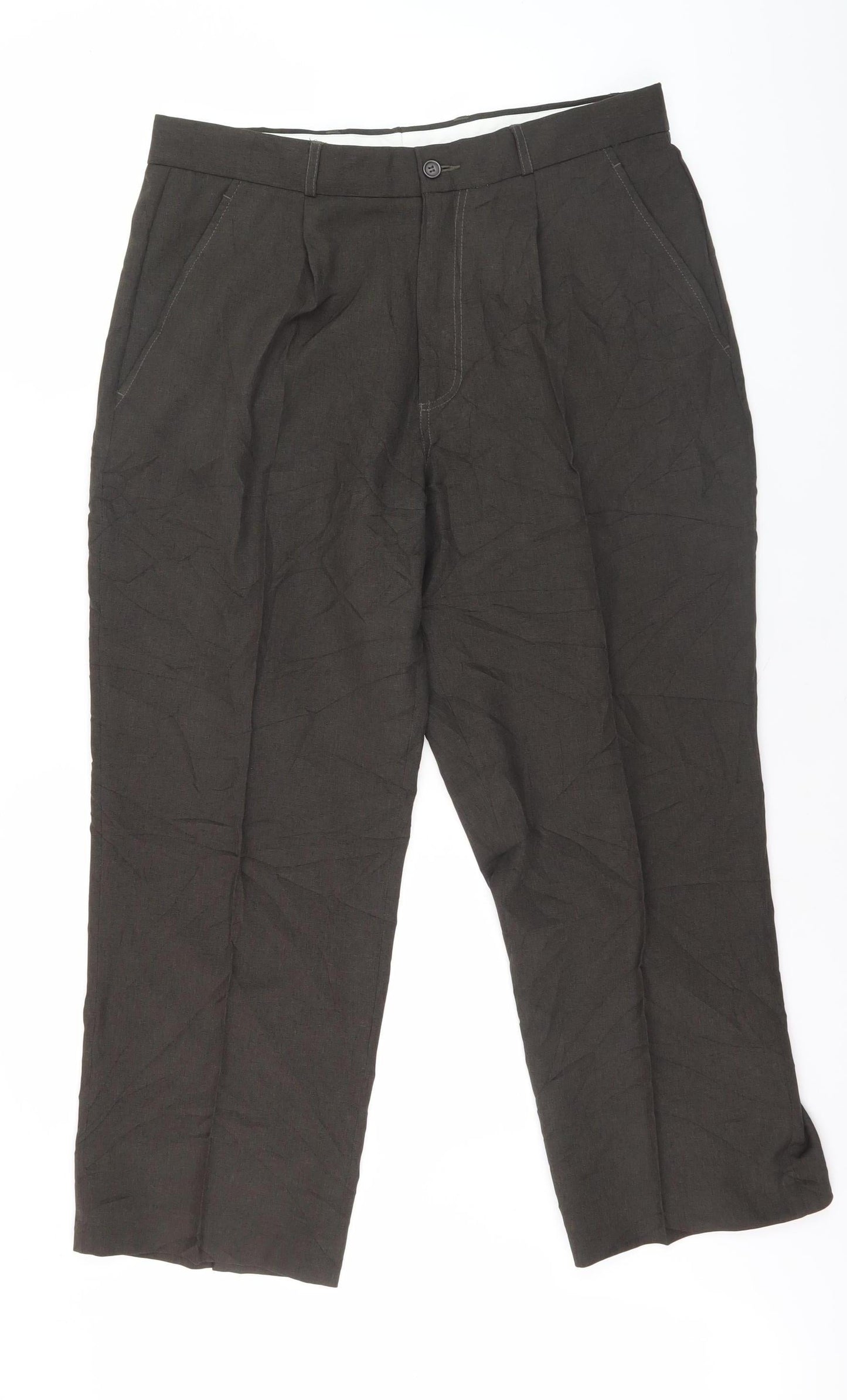 Mens UK Size 34 Cotton Traders Regular Fit Casual Black Trousers