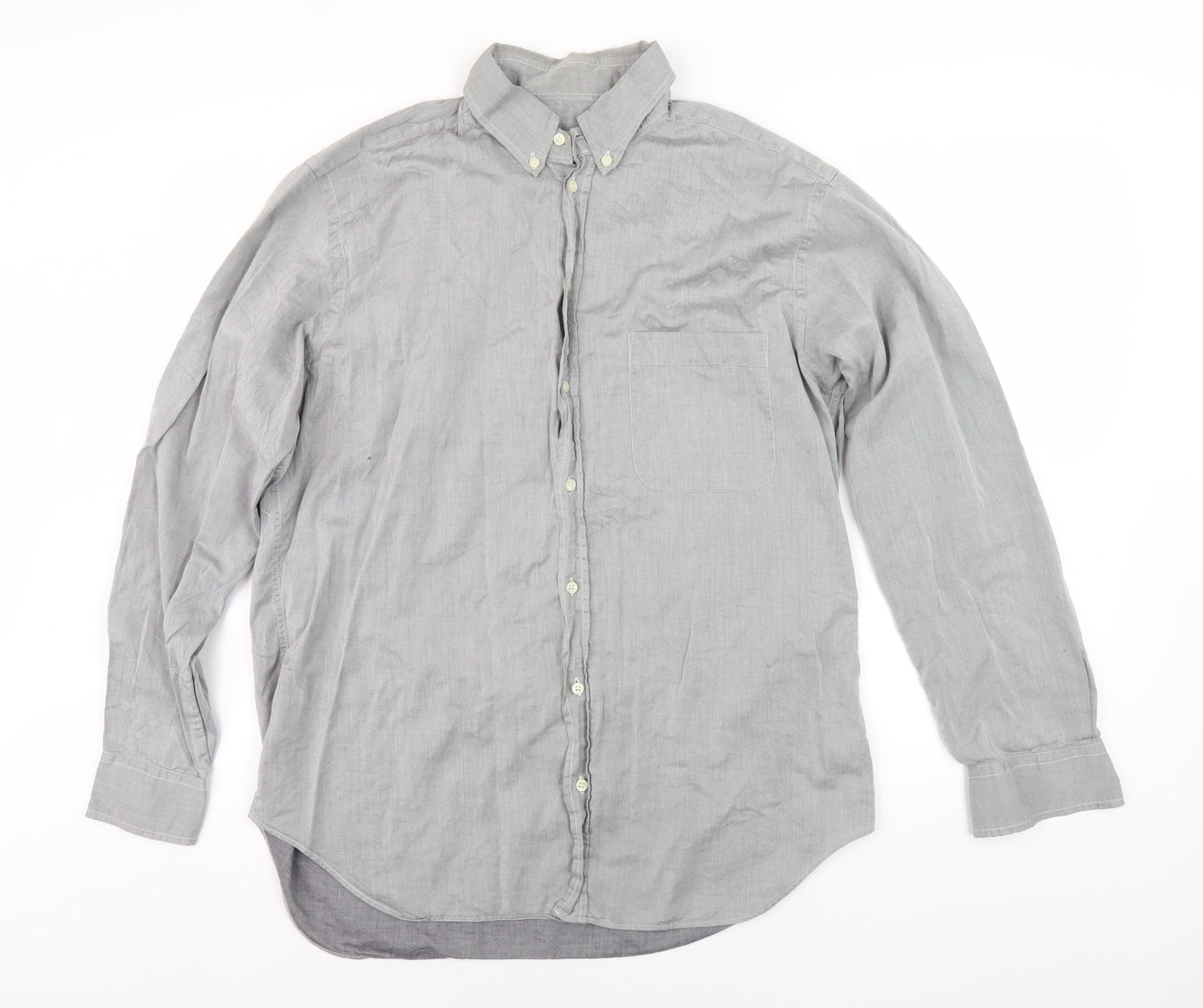 Giorgio Armani Men's Grey Long Sleeve Shirt, Size 16