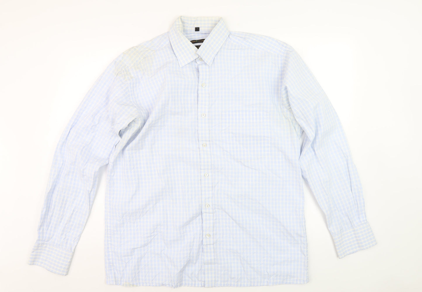 Perri Alley Men's Blue 16.5 Checkered Shirt