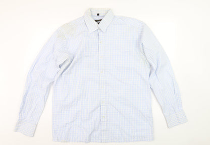 Perri Alley Men's Blue 16.5 Checkered Shirt