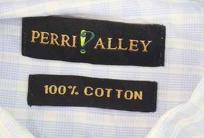 Perri Alley Men's Blue 16.5 Checkered Shirt