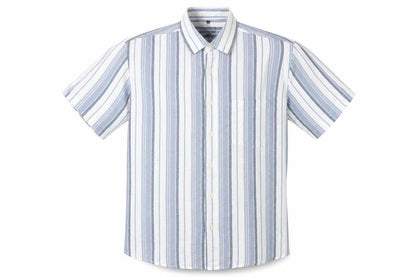 Le Frog Men's Blue Striped Button-Up Shirt M