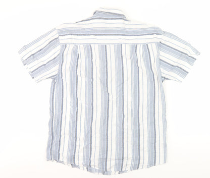 Le Frog Men's Blue Striped Button-Up Shirt M