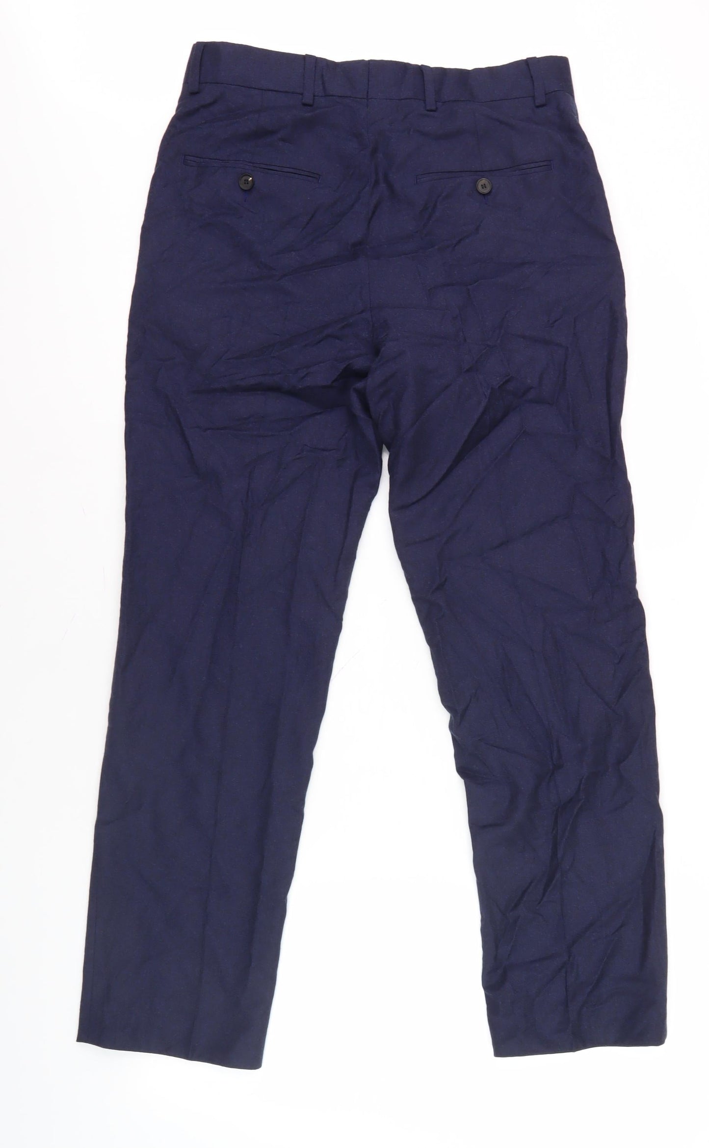 Jaeger Men's Blue Wool Blend Regular Trousers