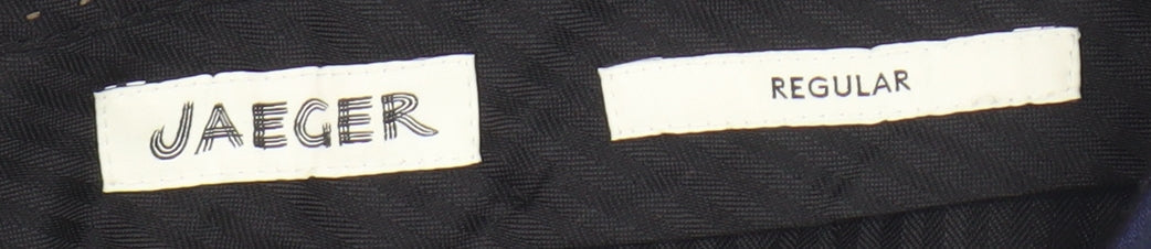 Jaeger Men's Blue Wool Blend Regular Trousers