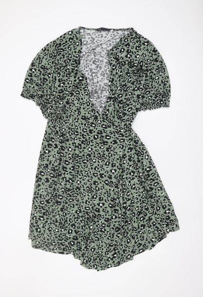 Marks and Spencer Women’s Green Animal Print Wrap Dress