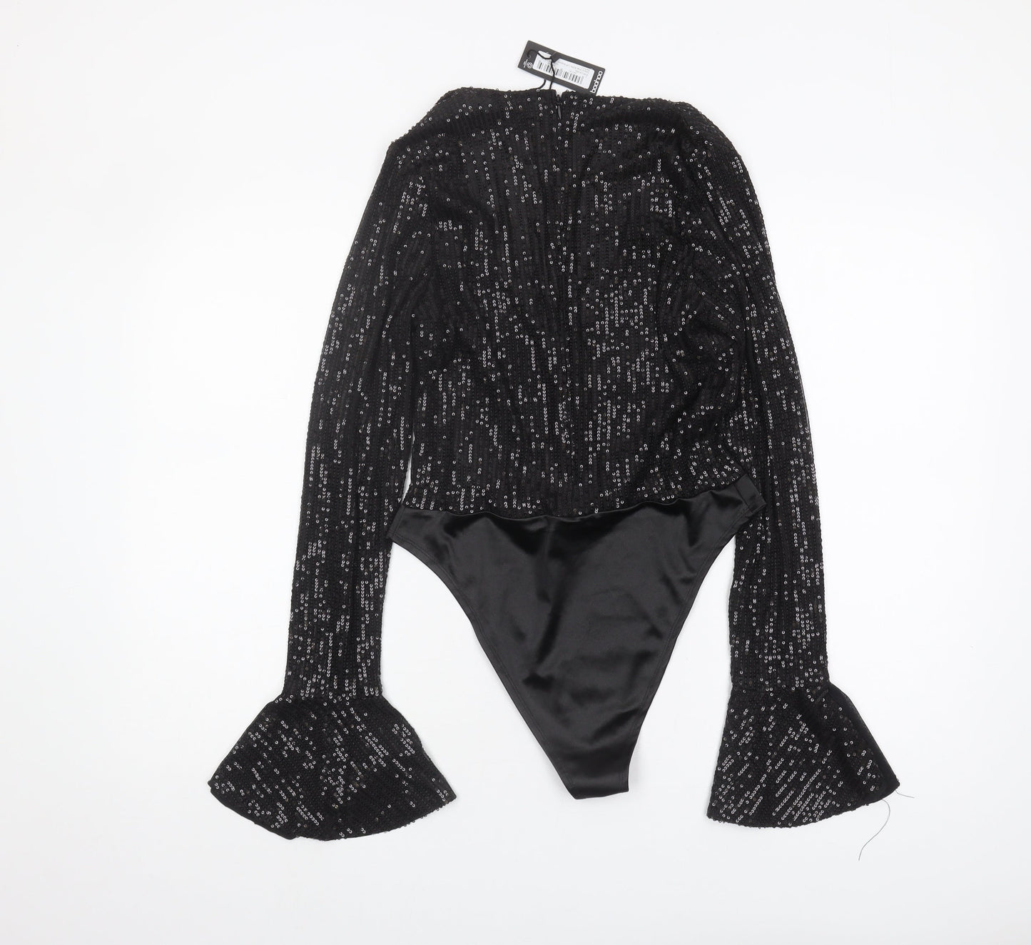 Boohoo Women's Black Sequin Bodysuit Size 12