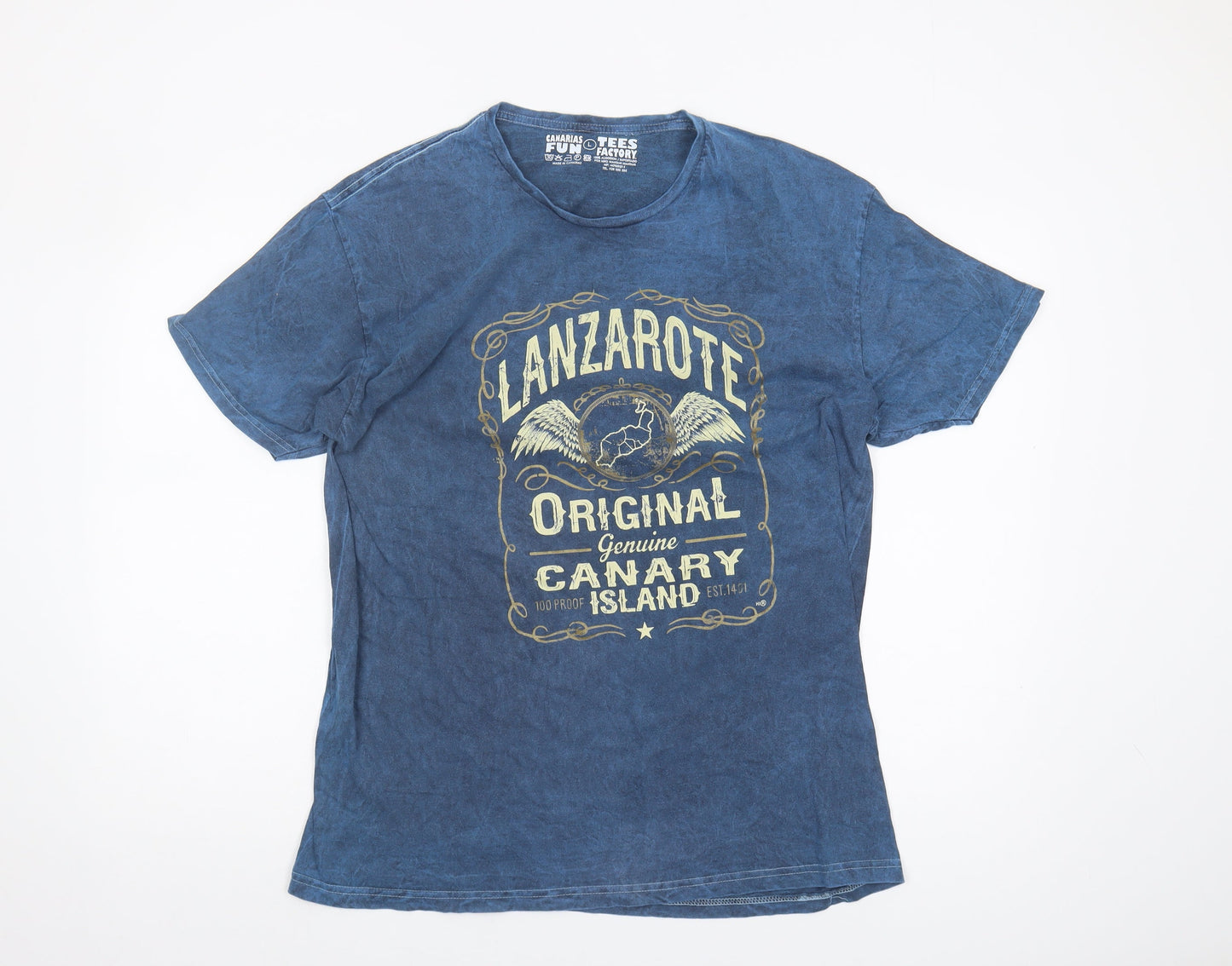 Canarias Fun Men's Blue Graphic Print T-Shirt Large