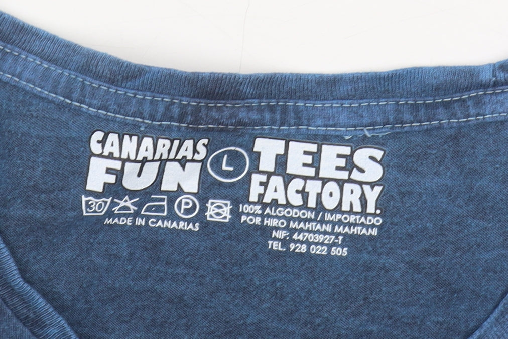 Canarias Fun Men's Blue Graphic Print T-Shirt Large