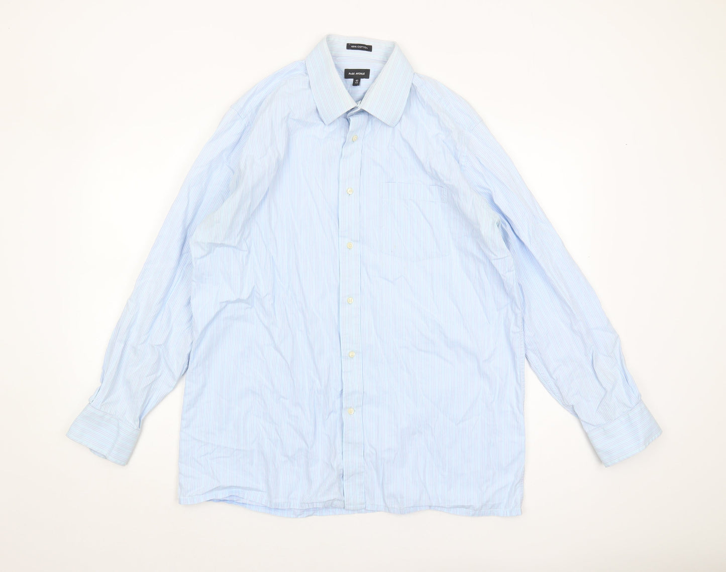 Park Avenue Men's Blue Striped Long Sleeve Shirt
