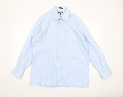 Park Avenue Men's Blue Striped Long Sleeve Shirt