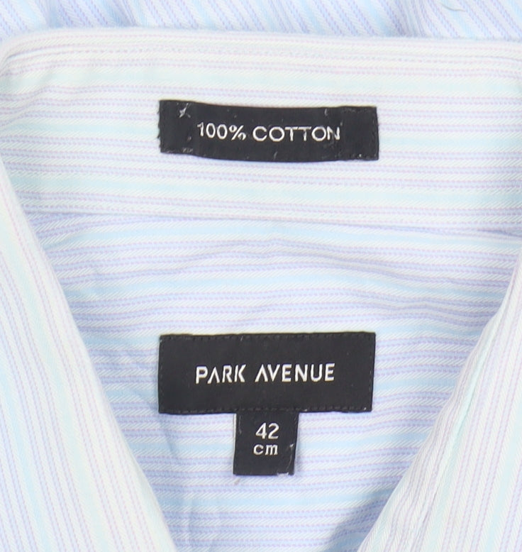 Park Avenue Men's Blue Striped Long Sleeve Shirt