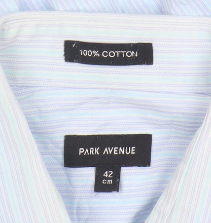 Park Avenue Men's Blue Striped Long Sleeve Shirt