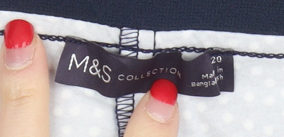 Womens UK Size 20 Marks and Spencer Regular Fit Cropped Blue Trousers