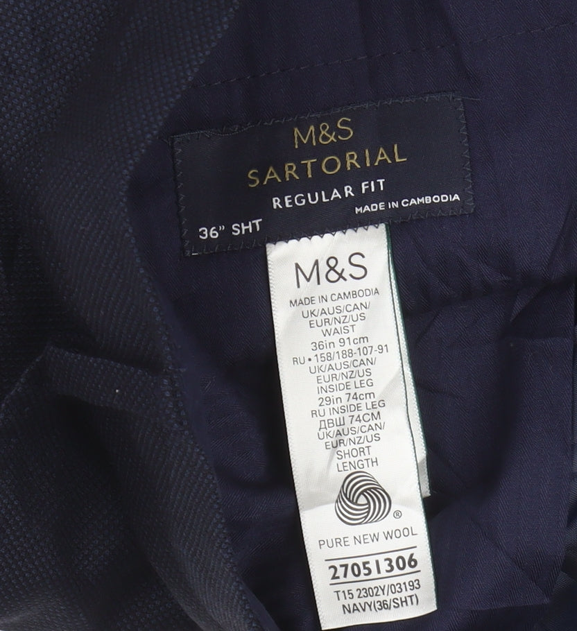 Marks and Spencer Navy Men's Dress Pants 36 SHT