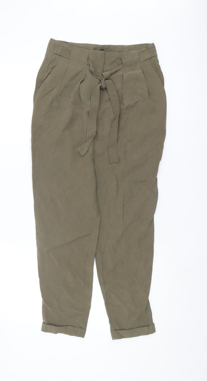 Womens UK Size 8 NEXT  Paperbag Green Trousers