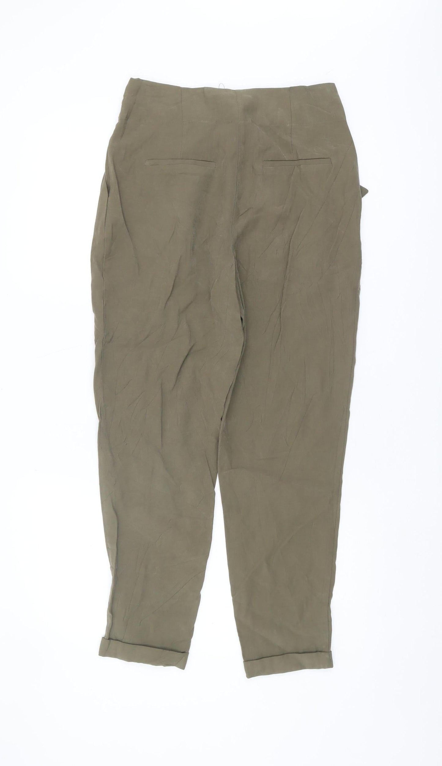 Womens UK Size 8 NEXT  Paperbag Green Trousers