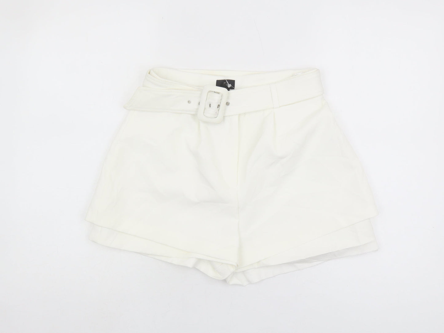 River Island Women's White Paperbag Shorts, Size 8