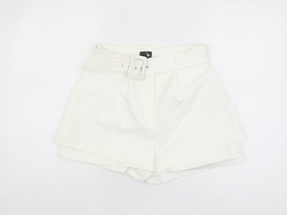 River Island Women's White Paperbag Shorts, Size 8
