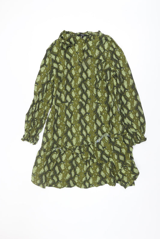 Next Women's Green Geometric Midi Shift Dress Size 14