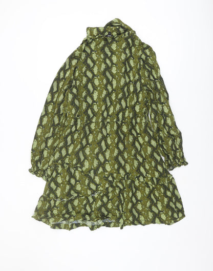 Next Women's Green Geometric Midi Shift Dress Size 14