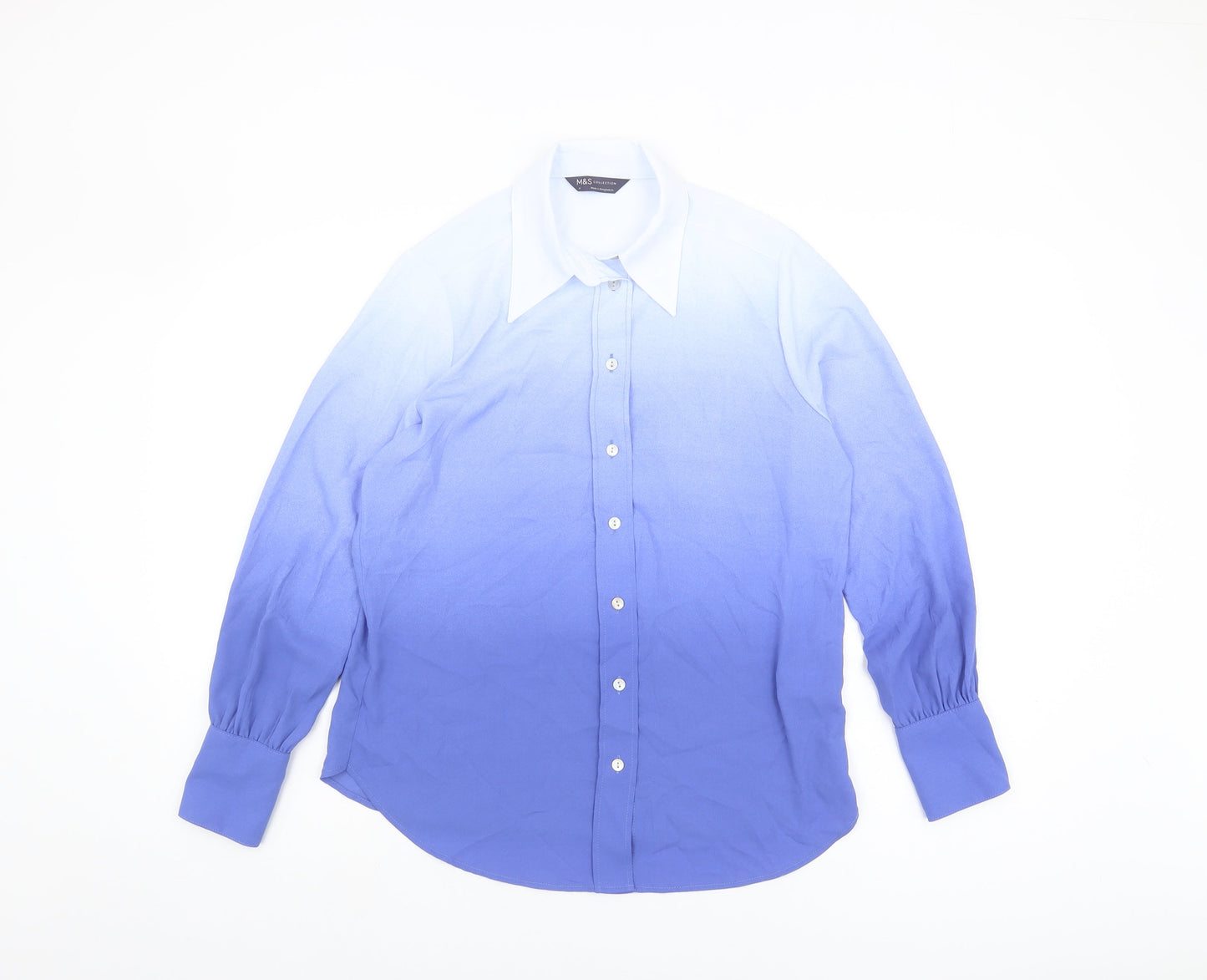 Womens UK Size 8 Marks and Spencer Blue Basic Button-Up