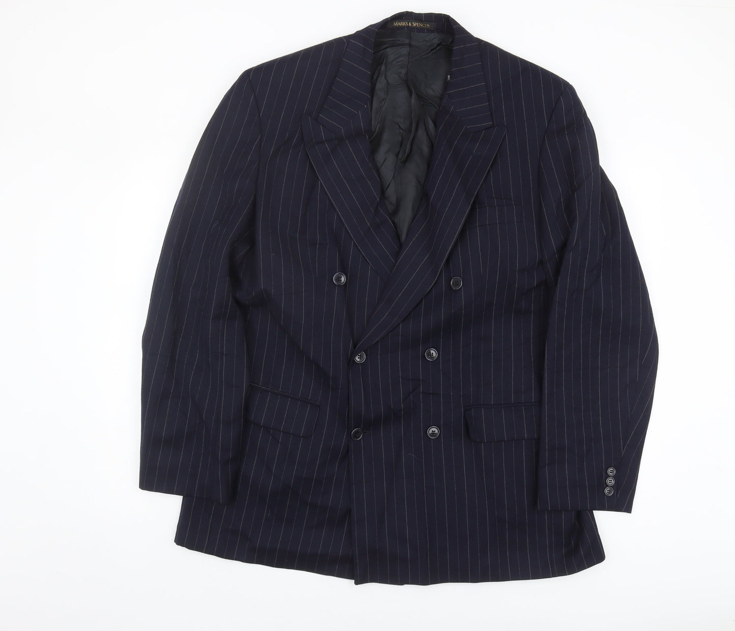Marks and Spencer Men's Blue Striped Blazer 42L