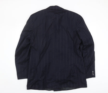 Marks and Spencer Men's Blue Striped Blazer 42L