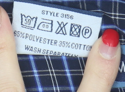Champion Men's Blue Check Button-Up Shirt M